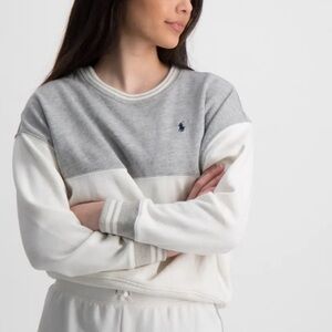 Polo by Ralph Lauren: Kids Gray & White Colorblock Sweatshirt, L (12-14)